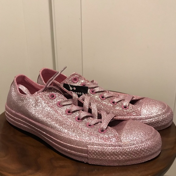 NEW CONVERSE ALL STAR GLITTER PINK LOW TOP SNEAKER - Picture 8 of 8